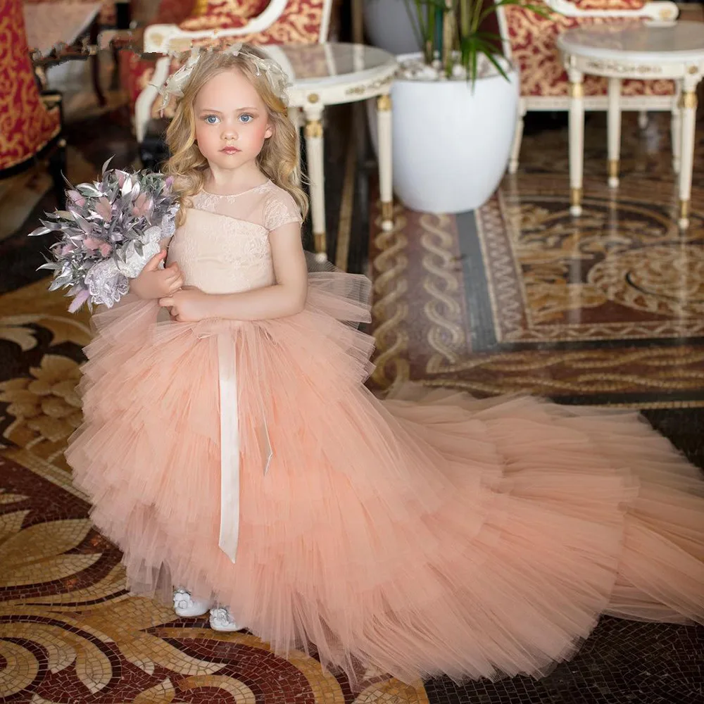 

Flower Girls Princess Dress Kids Infant Girls Flower Petals Tulle Formal Wedding Pageant Dress Bridal Tulle Formal Party Dress