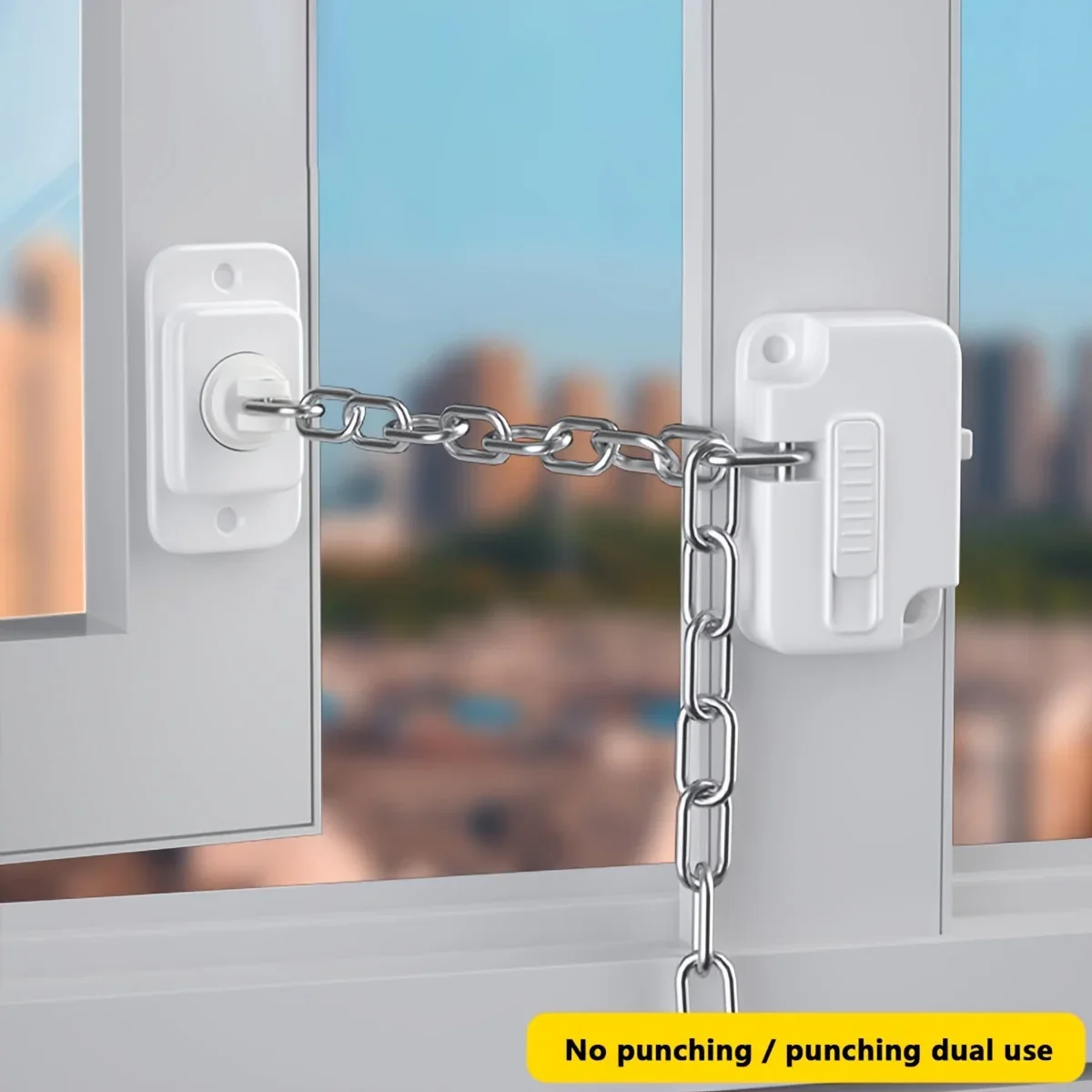 Adjustable Window Safety Lock-No-Drill/Drill Installation, Secure Sliding & Casement Windows with Screws and Adhesive Included