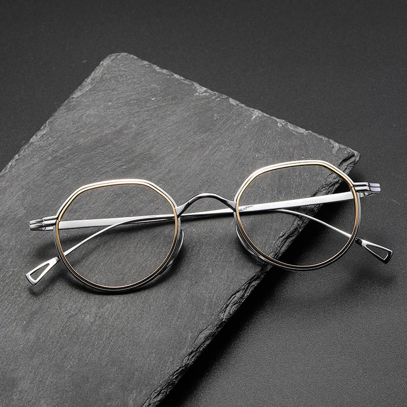 Japanese Style Fashion 10g Ultra-Light Pure Titanium Frame Double-loop design eyeglasses KMN1231 13 S9d7639e34c004ec69883c1fcd0fc9f74W