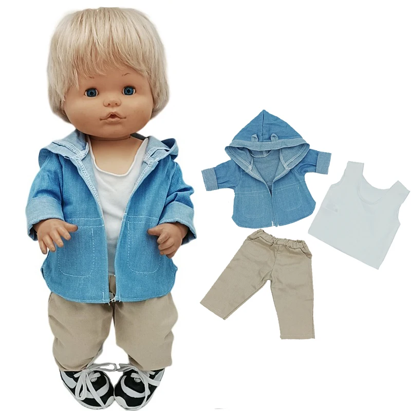 40Cm Nenuco Doll Boy Outwear Camicia Blu Ropa Y Su Hermanita Reborn Doll Clothes Tuta Di Pelliccia