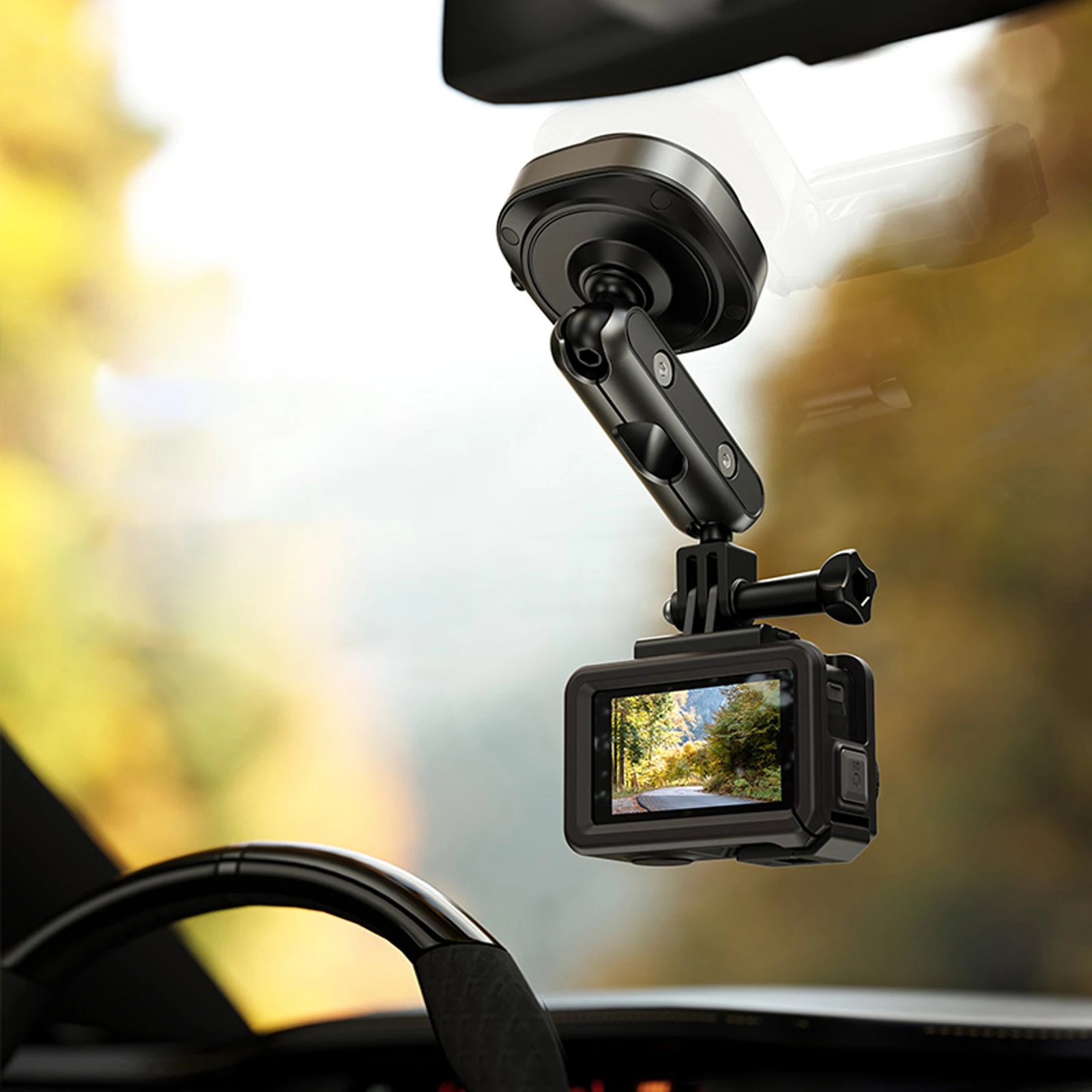 Suction Cup Camera Car Mount 360 Adjustable Car Action Camera Holder for DJI/Insta360/GoPro Action Camera Mount