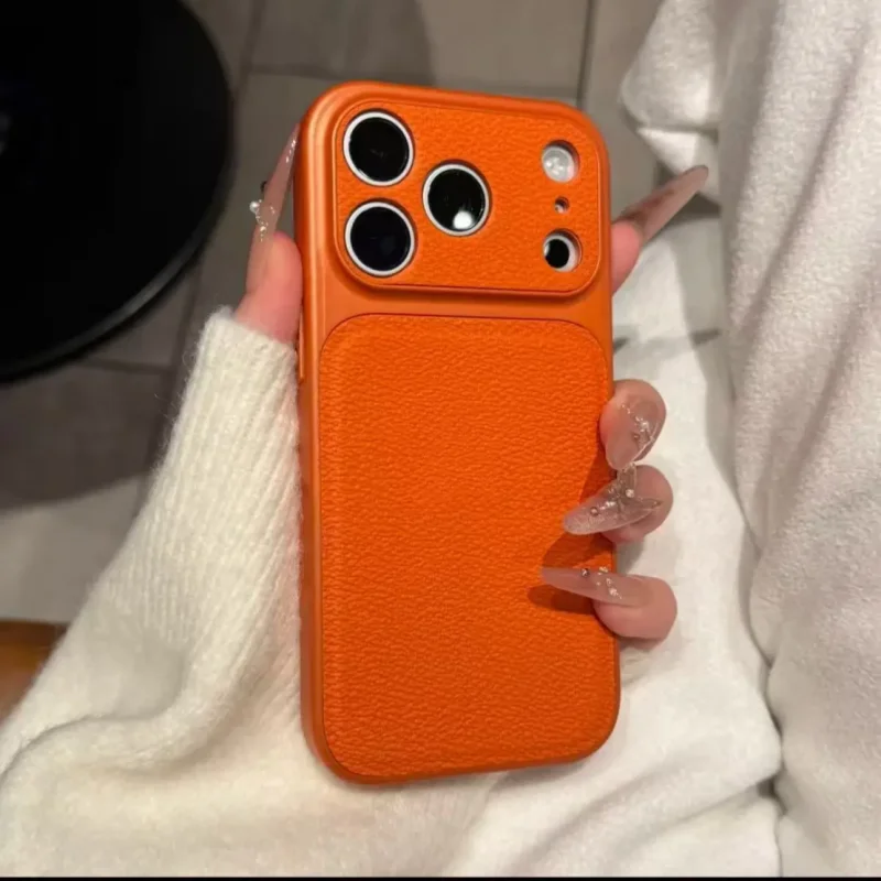 Luxury Matte Candy Color Leather Plating Phone Case - Business Shockproof Armor Cover