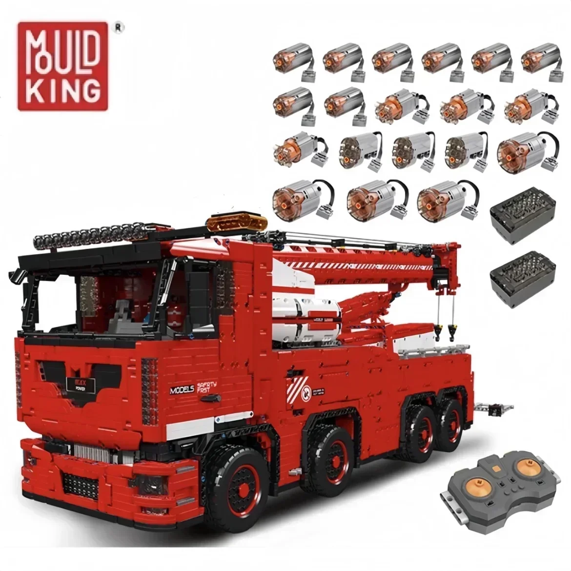 Технический механизированный буксировочный грузовик MOULD KING 19008S, строительный блок MKII, управляемый приложением, мобильный кран, кирпичи, игрушки, детские подарки