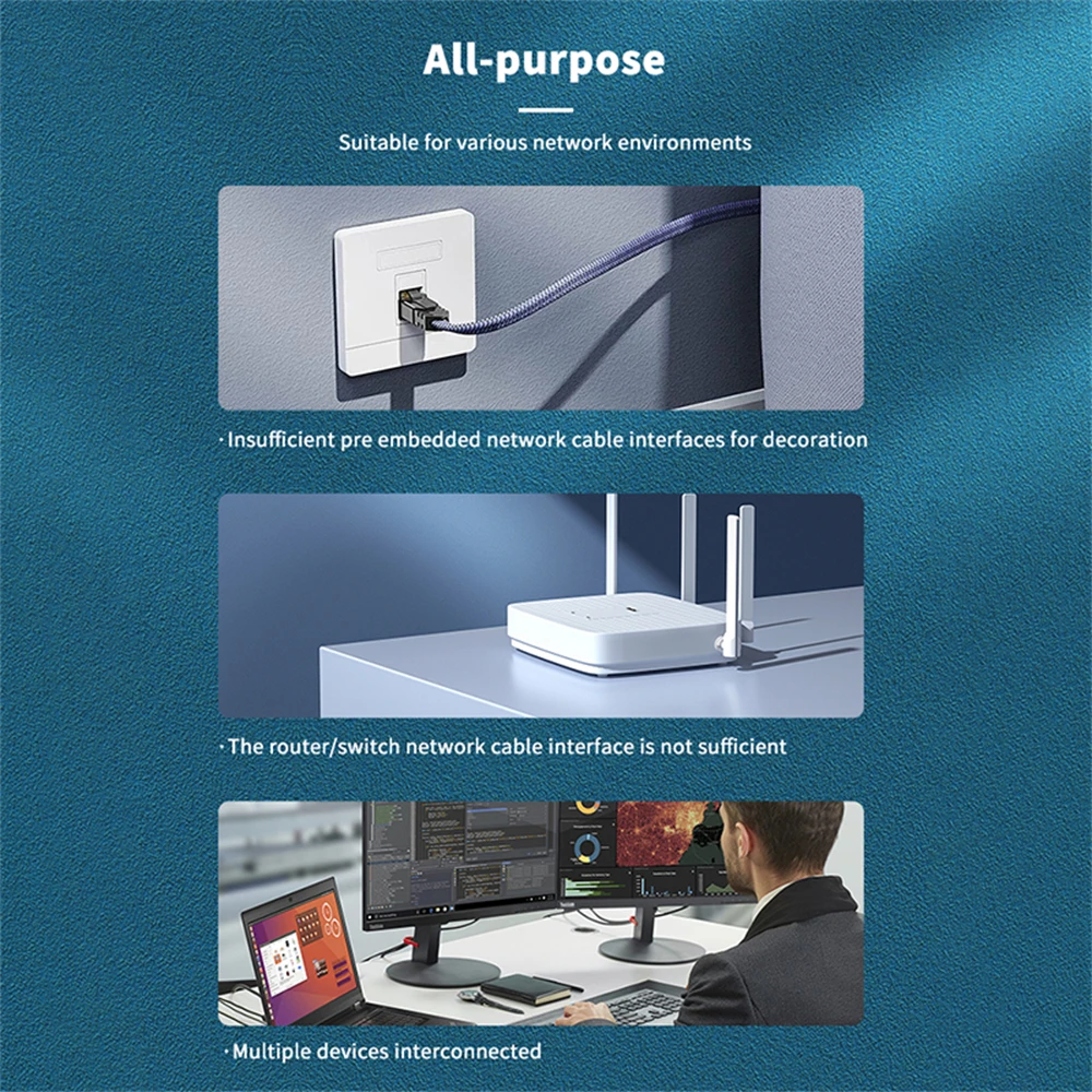 High-Speed 4-Port Gigabit Ethernet Network Splitter