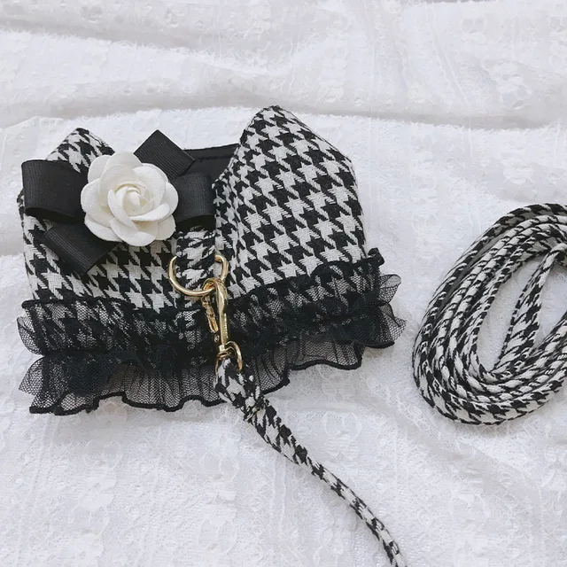 Designer Dog Harness and Leash Set for Small Medium Dogs Cats Walking, Puppy Lace Vest Harness York Chihuahua Pet Accessories 2