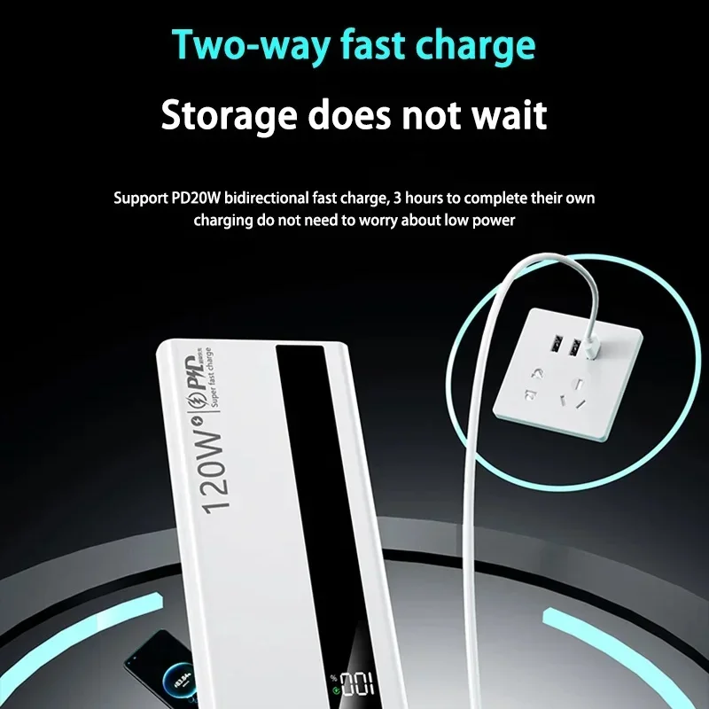 200000mAh PD20W Power Bank High Capacity Super Fast Charging Portable External Battery For iPhone Samsung New 4
