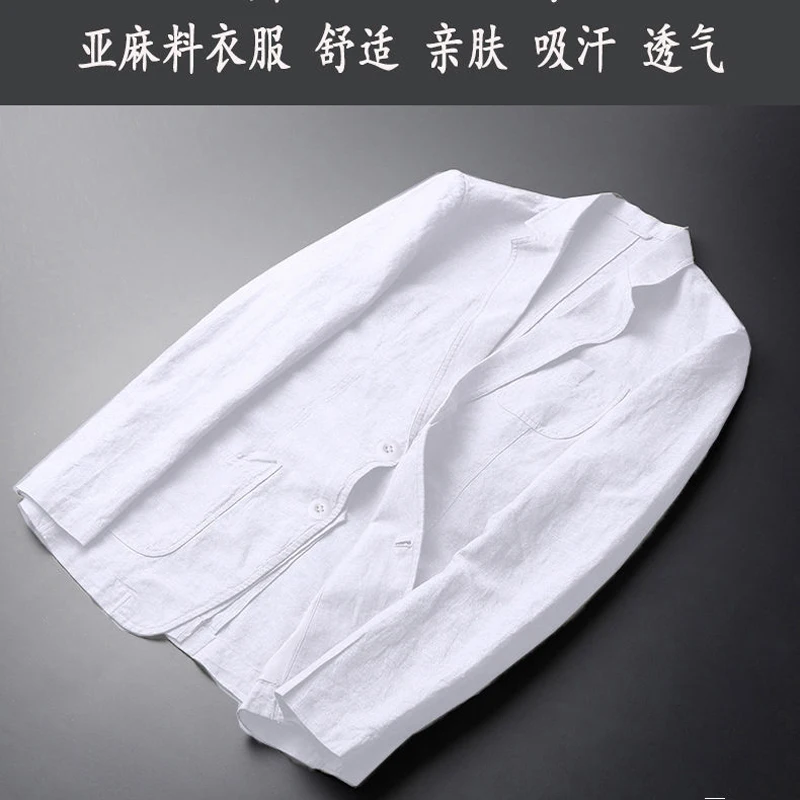 Man Blazer Thin Linen Blazer Mens Summer White Single Suit For Men Cotton Sunscreen Jacket Men Slim Fit Casual New