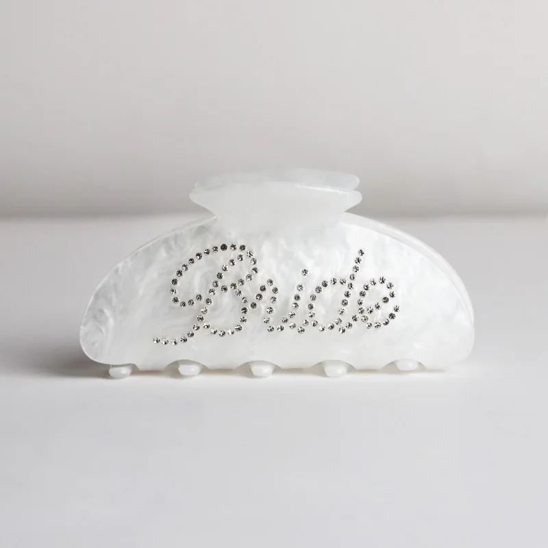 Glitzernde Strass-Haarspangen mit Braut-Schriftzug für Hochzeit, Brautparty, Junggesellinnenabschied, Dekoration und Geschenk – Detail 5