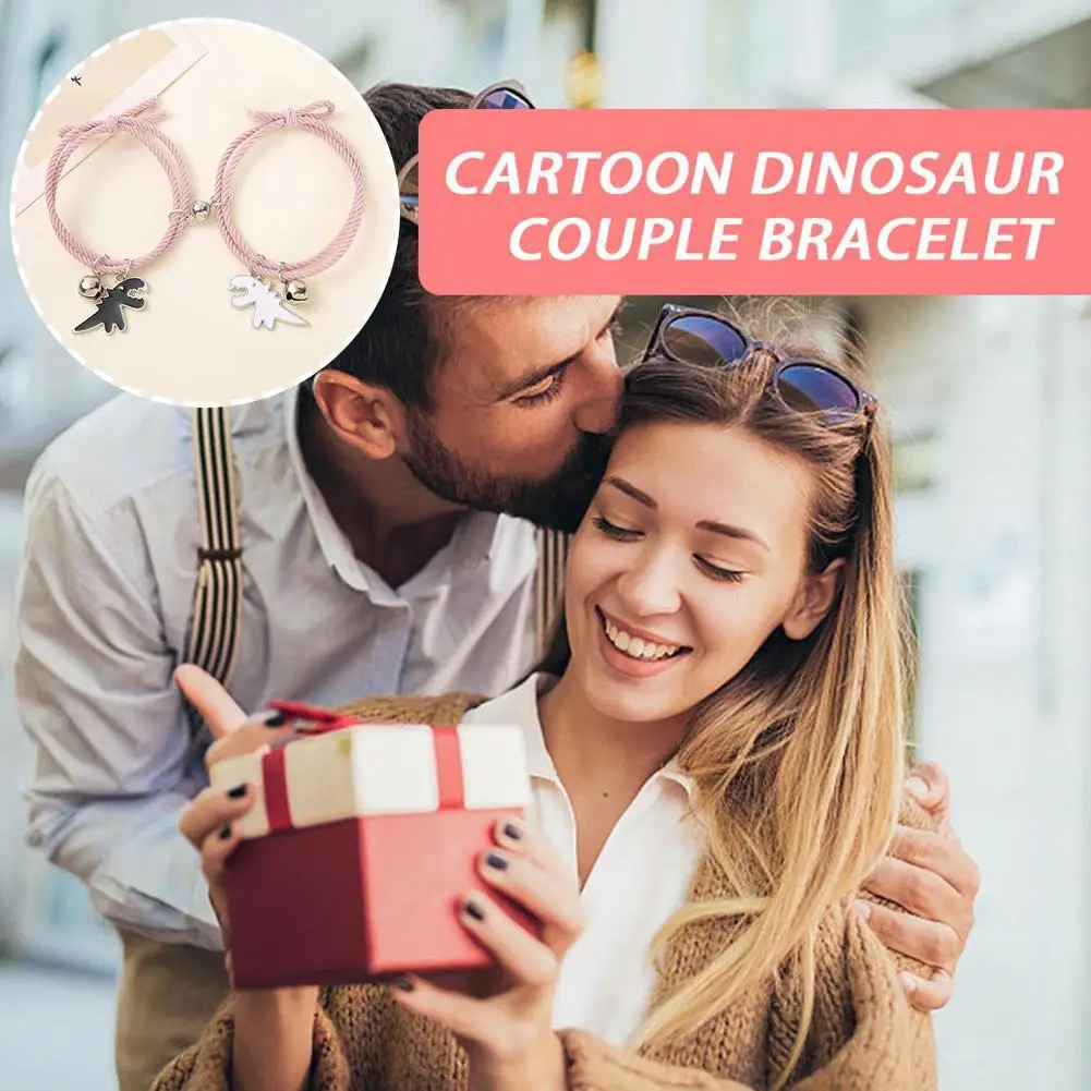 

Cartoon Magnetic Couple Bracelets with Cute Dinosaur Pendant Mutually Attractive Friendship Rope Gifts for Women's Gift