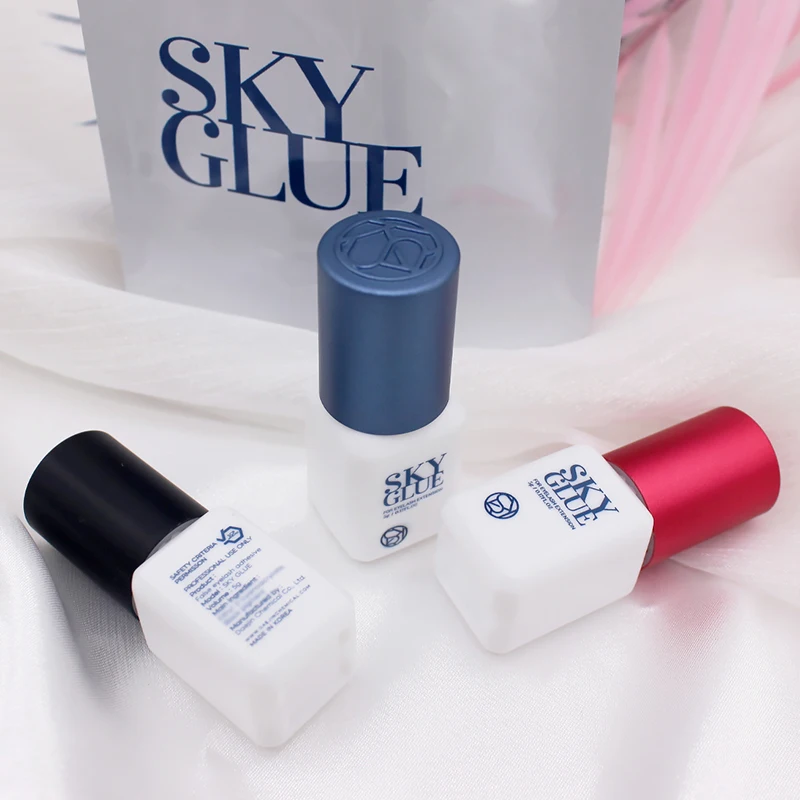 1 Bottle Sky Glue Fake Eyelash Extensions Adhesive 5ml Red Cap Black Fast Dry Sealed Bag Beauty Makeup Tools Professional Korea 1 bottle sky glue eyelash extension korea 5ml black red blue cap beauty health shop makeup tools adhesive no irritation