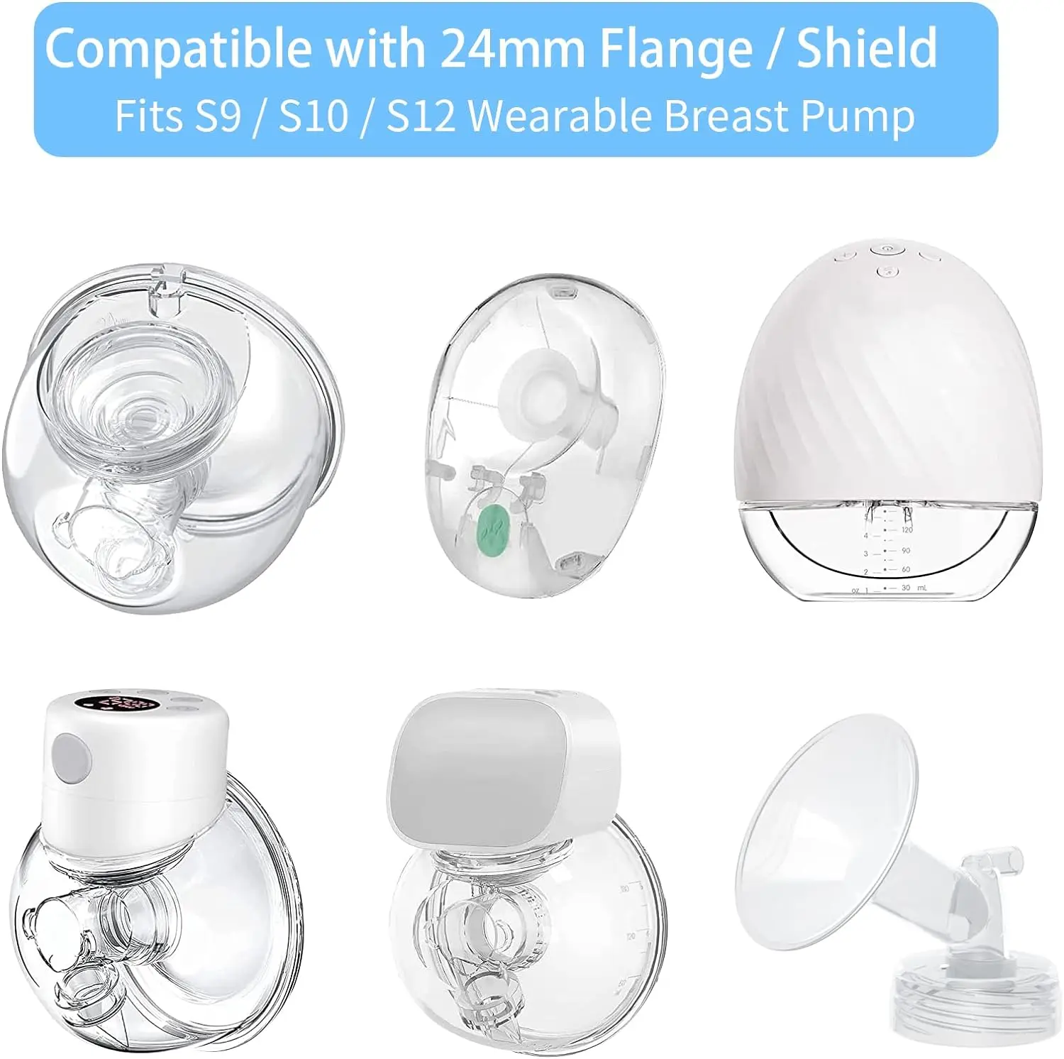 10pc Flange Inserts 13/15/17/19/21mm,Compatible with S9/S10/S12 etc 24mm Wearable Breast Pump,Breast Pump Flange Insert 6