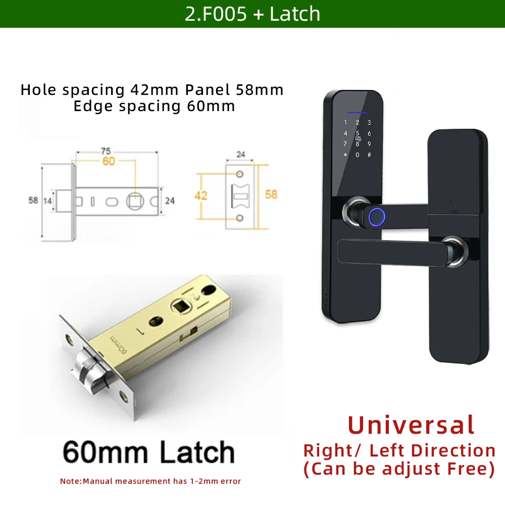 thumbnail image 1 of RAYKUBE F005 IP65 Waterproof Tuya Wifi Lock Electronic Smart Door Lock With Fingerprint/Smart Card/Password/Key/APP Unlock, 1 of 5
