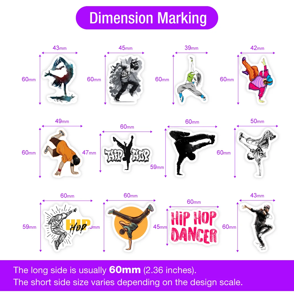 Hip Hop Street Dance Stickers Rap Dancer DIY Toys Decal for Scrapbook Laptop Phone Decorative Luggage Bottle Graffiti Waterproof