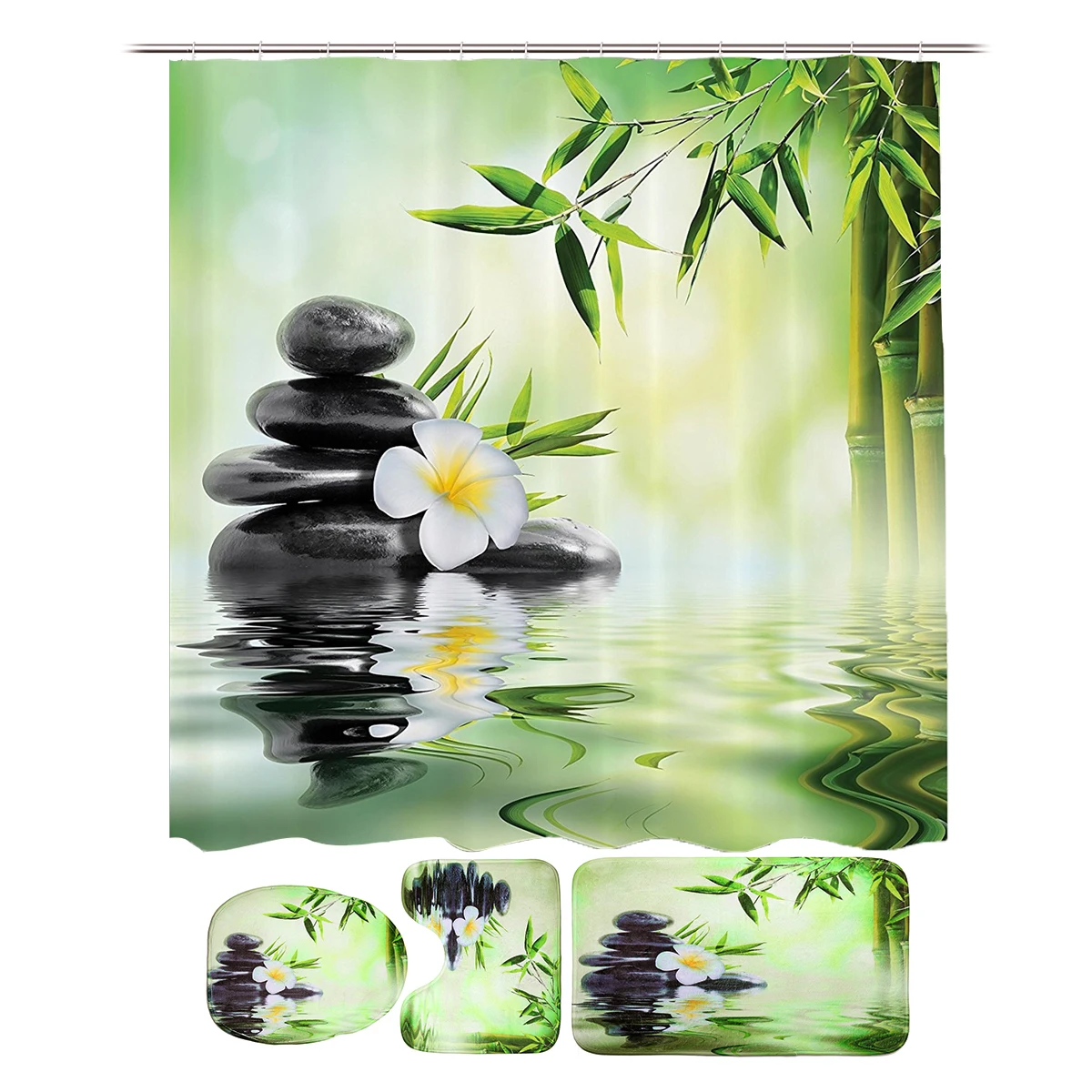 Bamboo Printed Waterproof Shower Curtain, Bathroom   Polyester   Curtain image_0