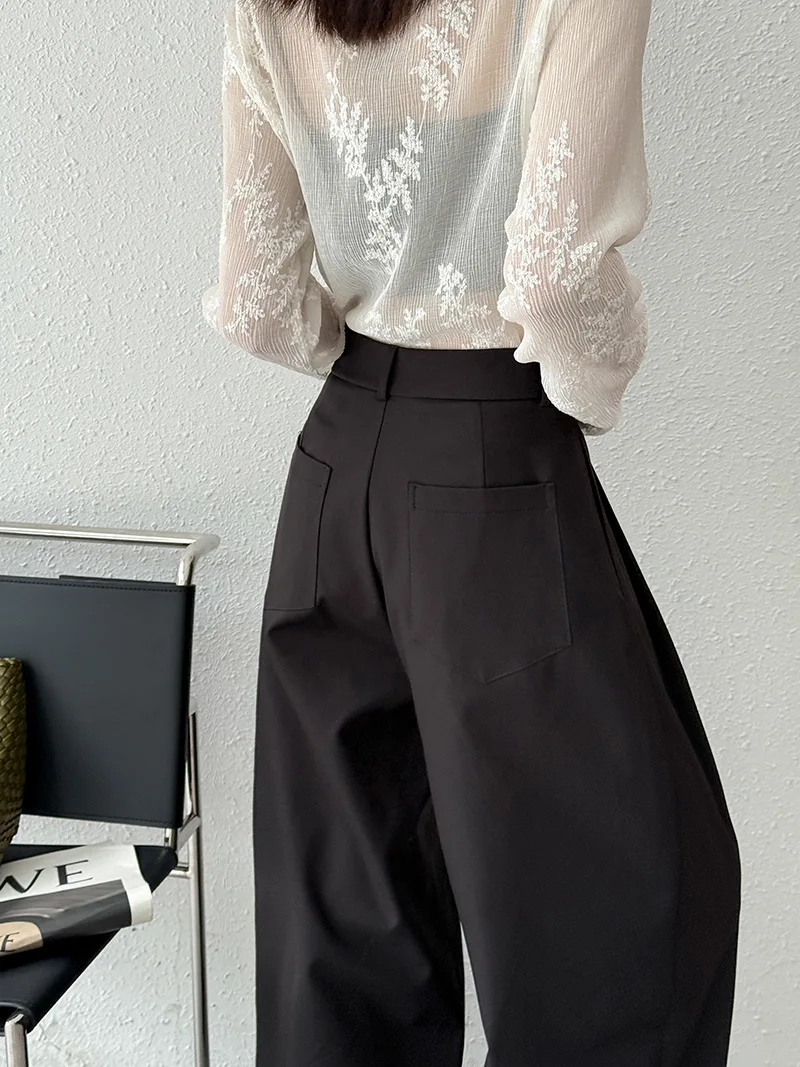 2026 Women Spring Wide Leg Causal Long Pants Comfortable High Waist Stright Pants Female Women Clothes Trousers
