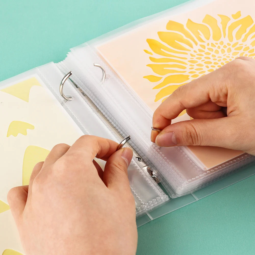 20-50pcs/Set Cookie Stencil Plastic Storage Binder 6x6" Stencils Folder Sticker for Stamps Dies Storage