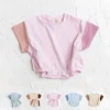 2024 Summer Newborn Baby Boys Girls Oversized Rompers Unisex Romper For Babies Solid Cotton Short Sleeve Bodysuit Jumpsuits 3