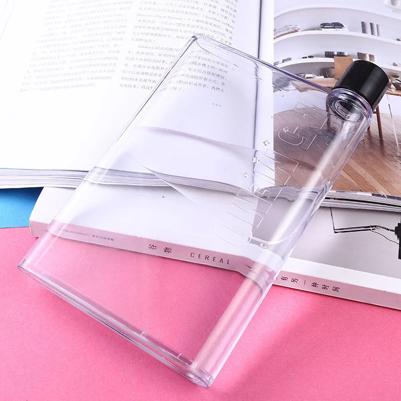 Portable Book Paper Cup Botlte Flat Water Bottle Environment-Friendly External Sports Drinking Bottle Transparent Plastic Kettle,sports water bottle,plastic water bottle,sports bottle,water bottle