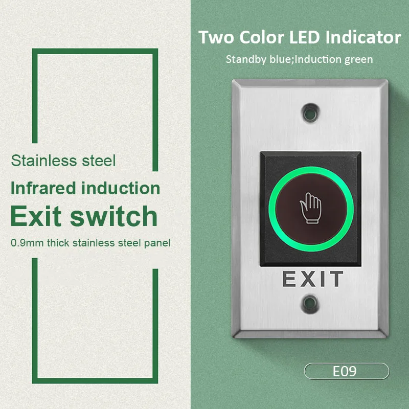 12V 24V No Touch Exit Button Release Switch Opener NO COM NC LED Light for Door Access Control System Entry Open door access button