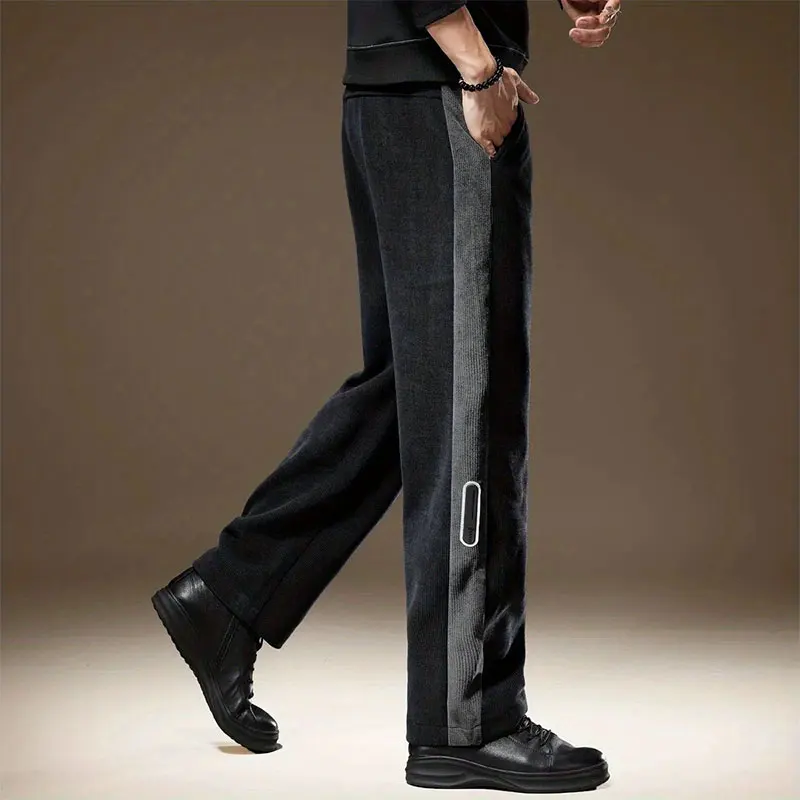 Autumn Elegant Fashion Harajuku Slim Fit Trousers Loose All Match Corduroy Casual Pants Straight Cylinder Pockets Sweatpants