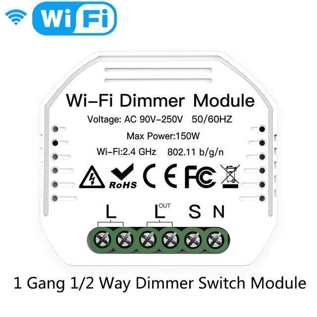 Moes Smart ZigBee WiFi Switch Module Dimmer Curtain Switch Smart Life App Remote Control Alexa Google Home Voice Control WiFi 1 Gang Dimmer