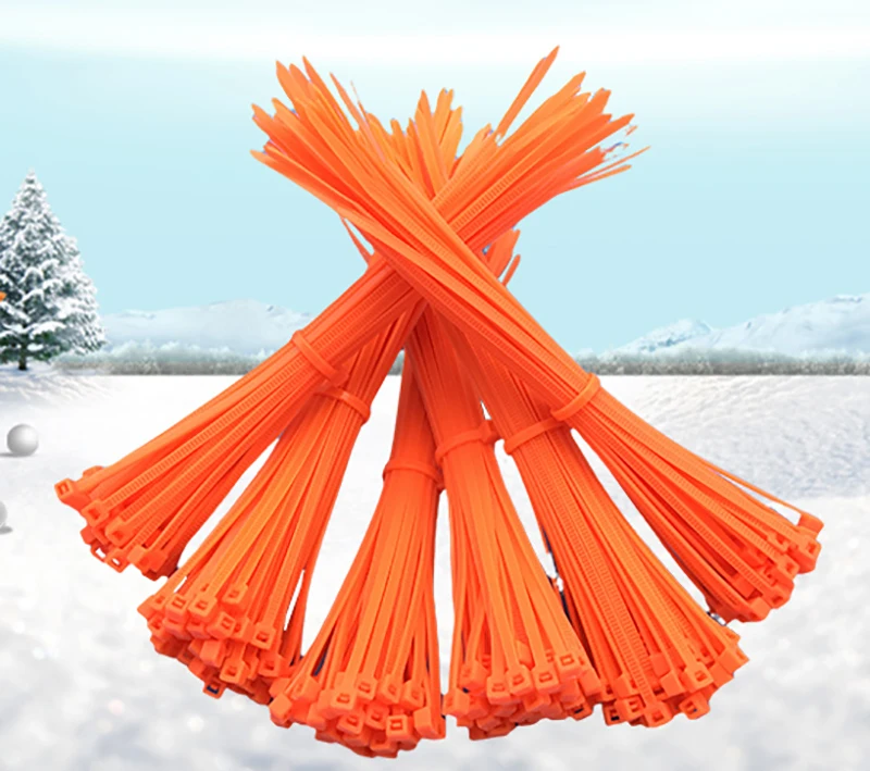 Self Locking cable tie color Plastic Nylon Wire Cable Zip Ties 100pcs orange Cable Ties Fasten Loop Cable management ties