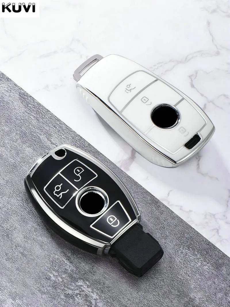 Electroplate TPU Car Key Case Cover Shell Fob For Mercedes Benz A B C E S Class W204 W205 W212 W213 W176 GLC CLA AMG W177 key case,key case cover,car key shell