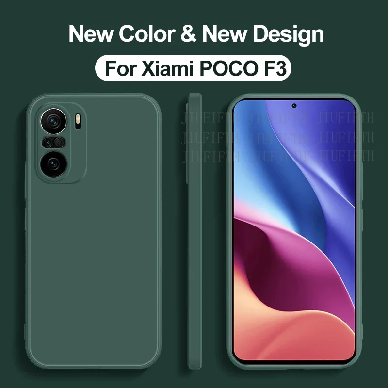 Original Square Liquid Silicone Soft Cover For Xiaomi Poco F3 Case Little Pocof3 F 3 Xiomi pocof3pro phone cases Coque Carcase