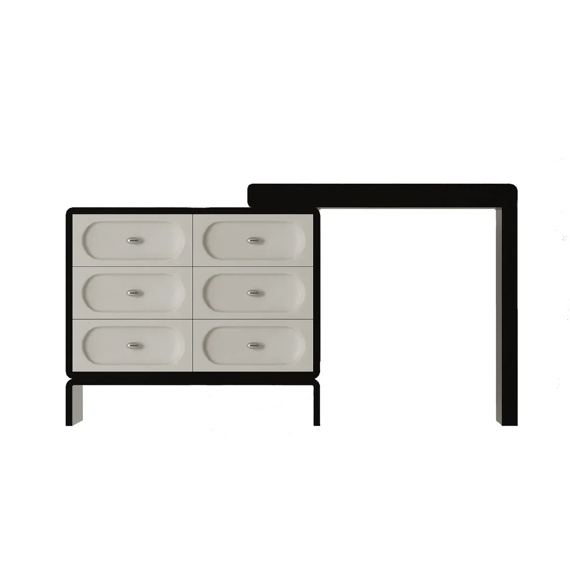 

Cream Style Dresser Chest of Drawers Integrated Bedroom Makeup Table Stretchable Storage