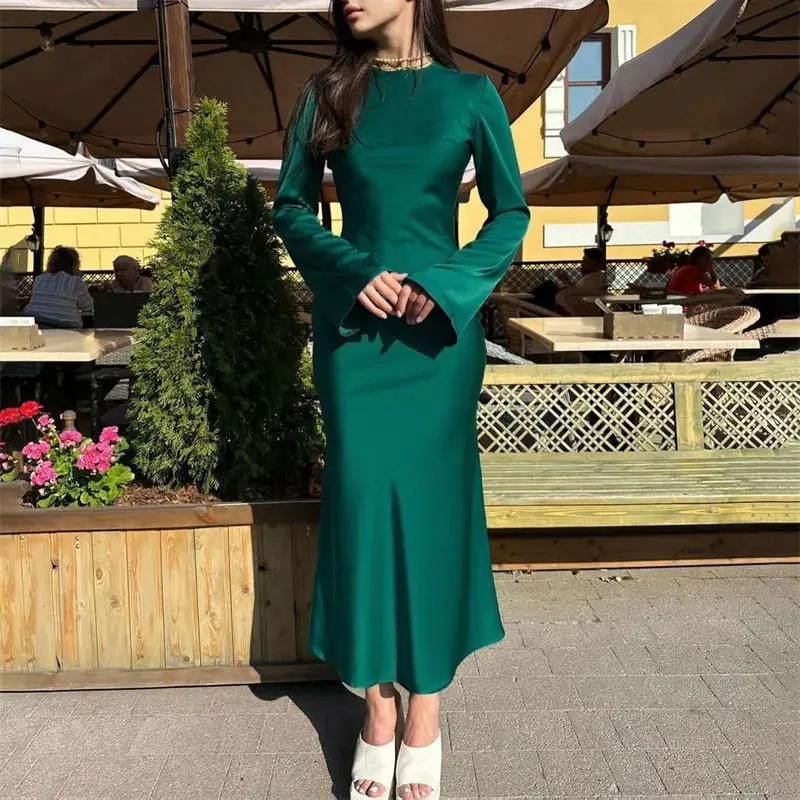 1PCS Fashion Tossy Satin Fashion Slim Maxi Dress For Women Long Sleeve High  Waist Elegant Party Dress Casual Luxury Ladies Dress - AliExpress 200000345