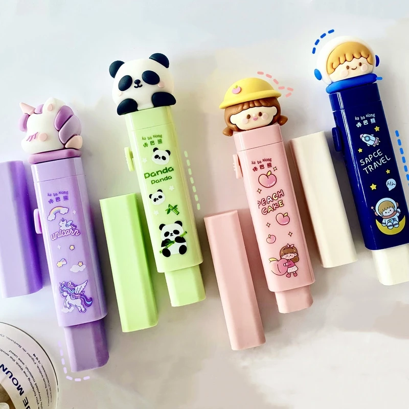 Cartoon Eraser Refill Set Propelling Type Refillable Less Dust Cleaning Correcting Tools F7625 6