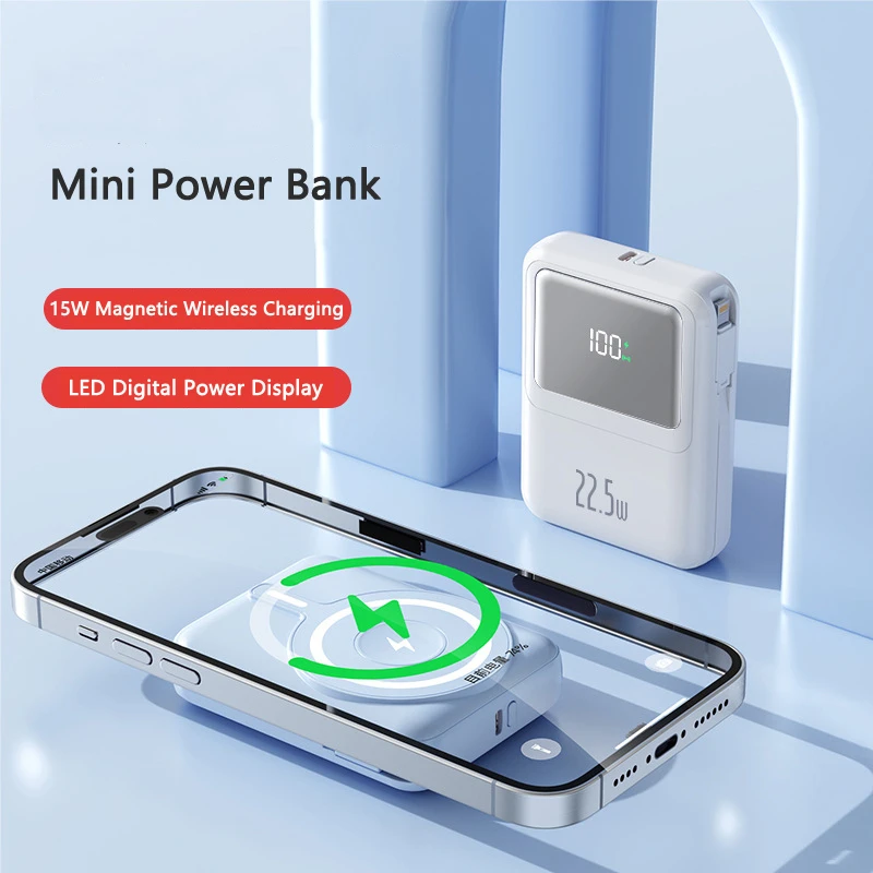 Caricabatterie Wireless Magnetico Per Caricabatterie Apple Watch 22.5W Magsafe Power Bank 20000Mah Con Cavo Batteria Esterna Per Iphone 15 14