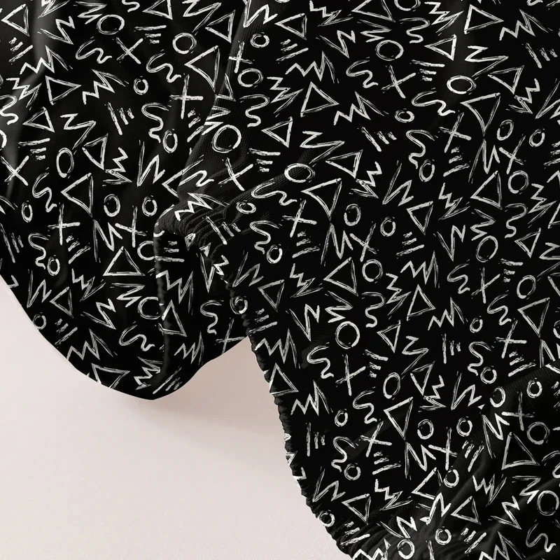 1 black background matte bed sheet with random patterns, bedroom printed bed cover, bedding (excluding pillowcases) 6