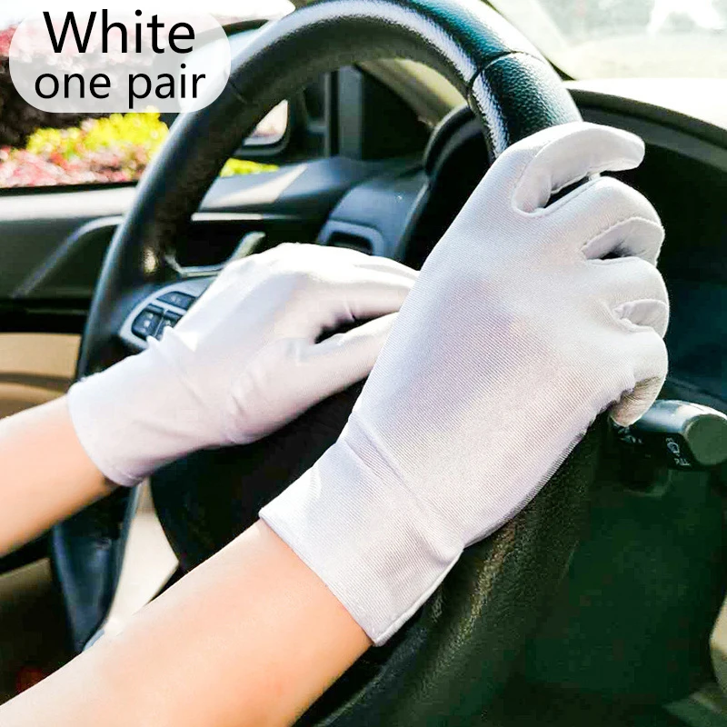 

Summer Sunscreen Spandex Gloves Women Men Mittens Sun Protection White Black Etiquette Thin Short Stretch Dressy Dance Gloves