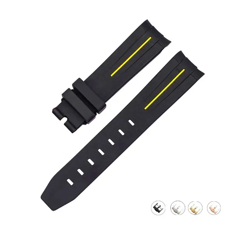 Silicone Diving Sport Watch Band – Waterproof Curved End Rubber Strap