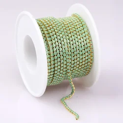 Opal Glass Rhinestone Trim in Pink, Green, and Blue - 1 Yard for DIY Wedding Dress Decoration (Gold Green Opal)
