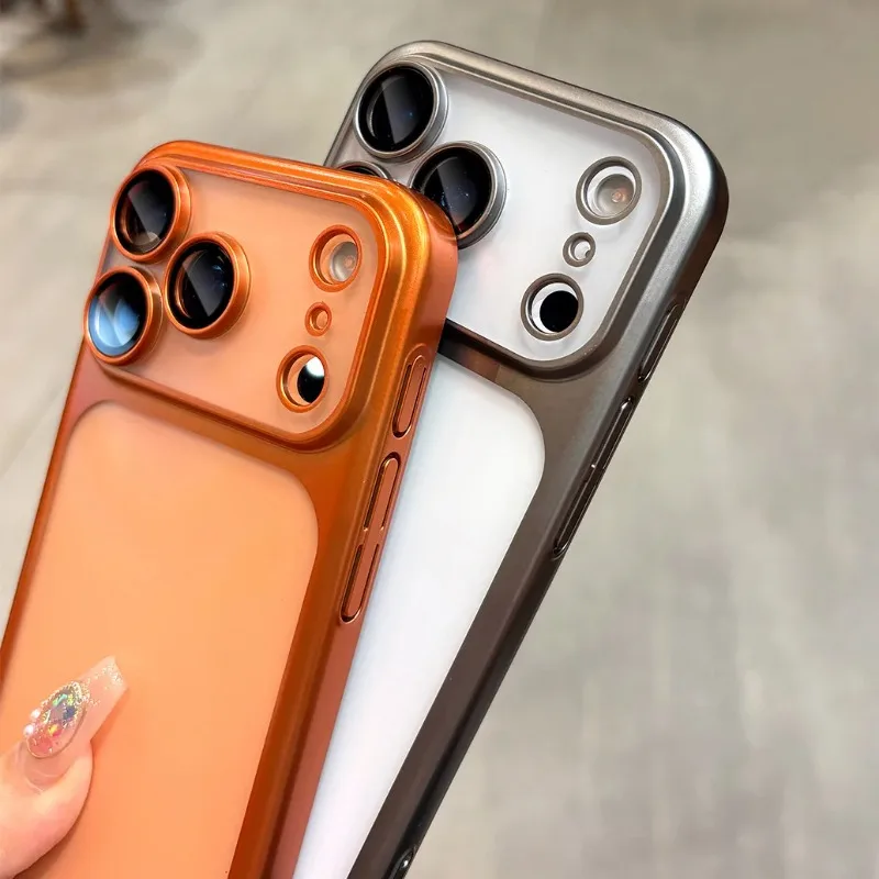 Sleek Translucent Frosted Phone Case with Matte Glass Lens Protector