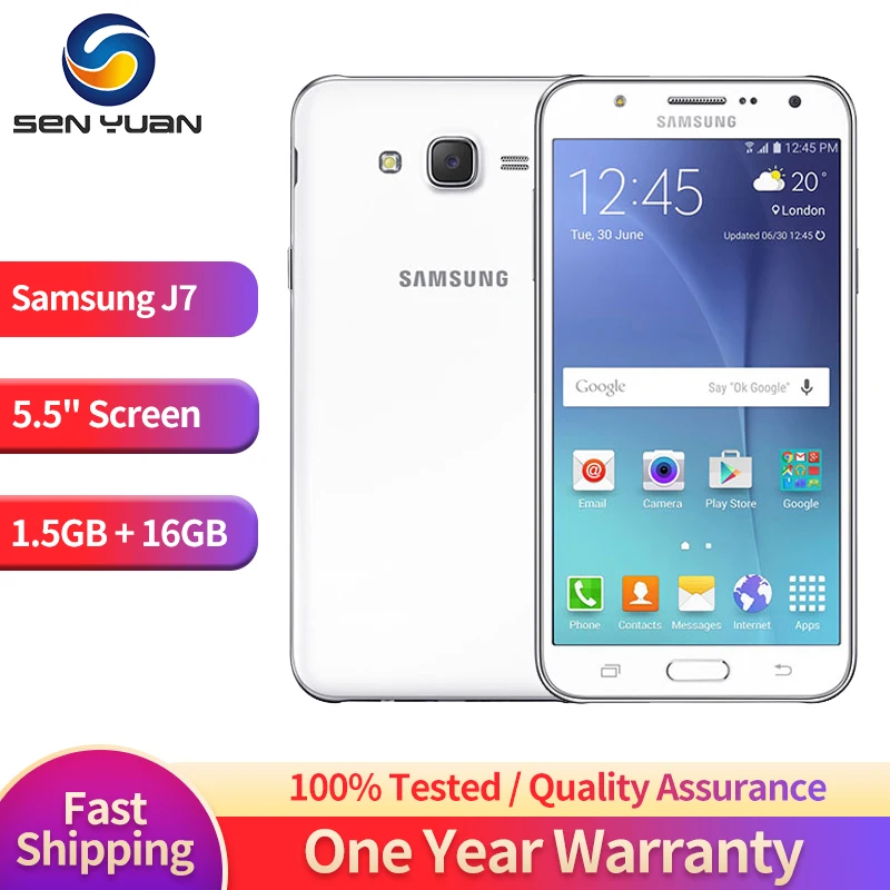 

Original Samsung Galaxy J7 J700F 4G Mobile Phone Dual SIM 5.5" 1.5GB RAM 16GB ROM Global Version 13MP+5MP Octa Core CellPhone