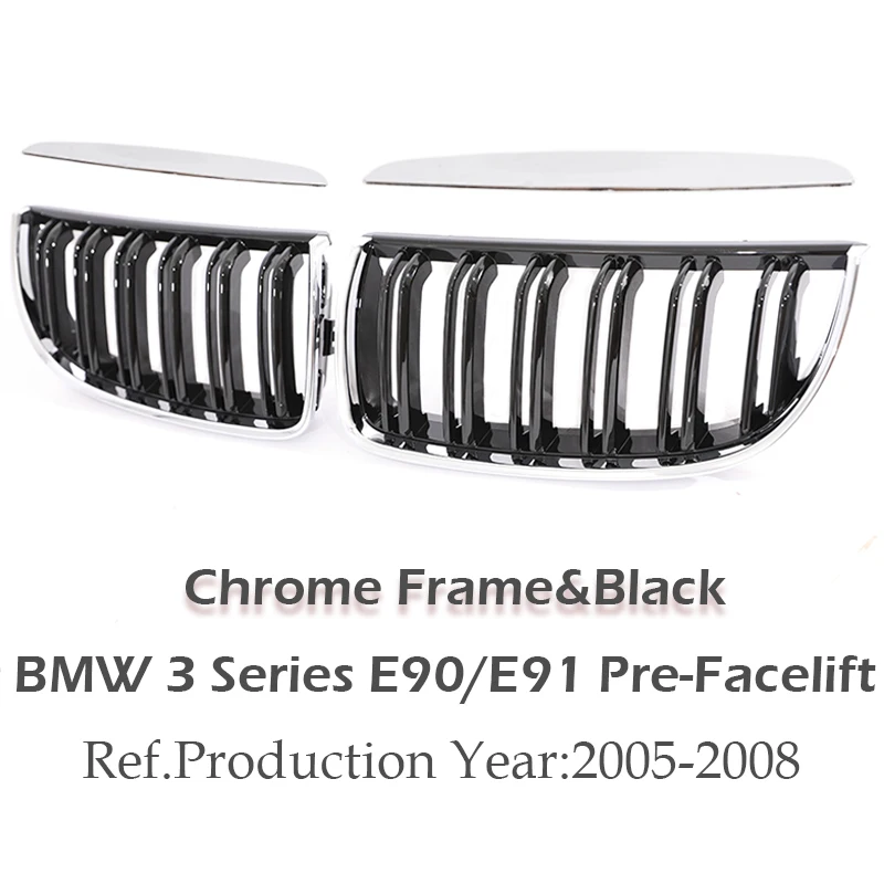 Sleek Carbon Fiber M Color Kidney Front Grill with Chrome Gloss and Matte Black Finish