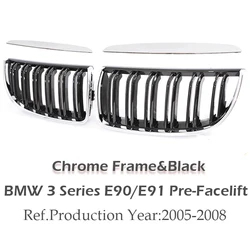 Sleek Carbon Fiber M Color Kidney Front Grill with Chrome Gloss and Matte Black Finish (Chrome Black)