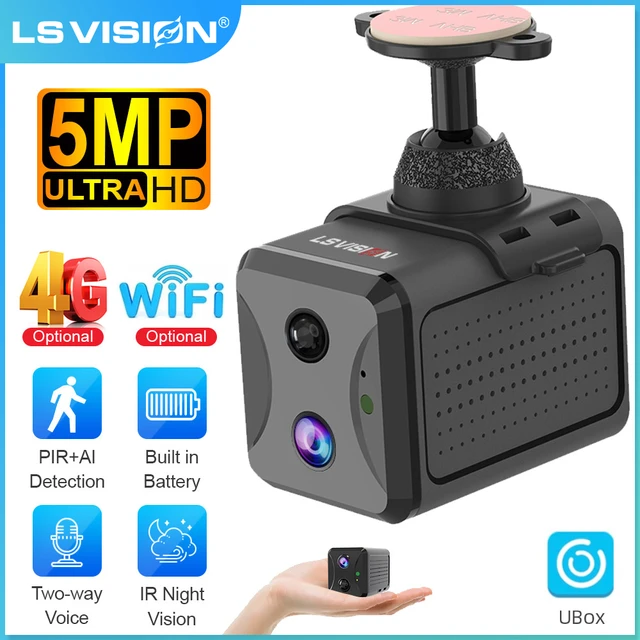 LS VISION 5MP 4G SIM Mini Camera Wireless Wifi IP Cameras Humanoid Detection Battery Power CCTV Home Surveillance Camera Ubox 1