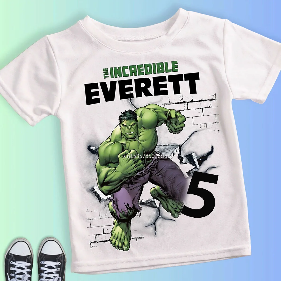 Boy Birthday Hulk Personalize Name Shirt Children 2 3 4 5 6 7 8 Years New Marvel Hulk Birthday Summer White Short Sleeve T-Shirt 3