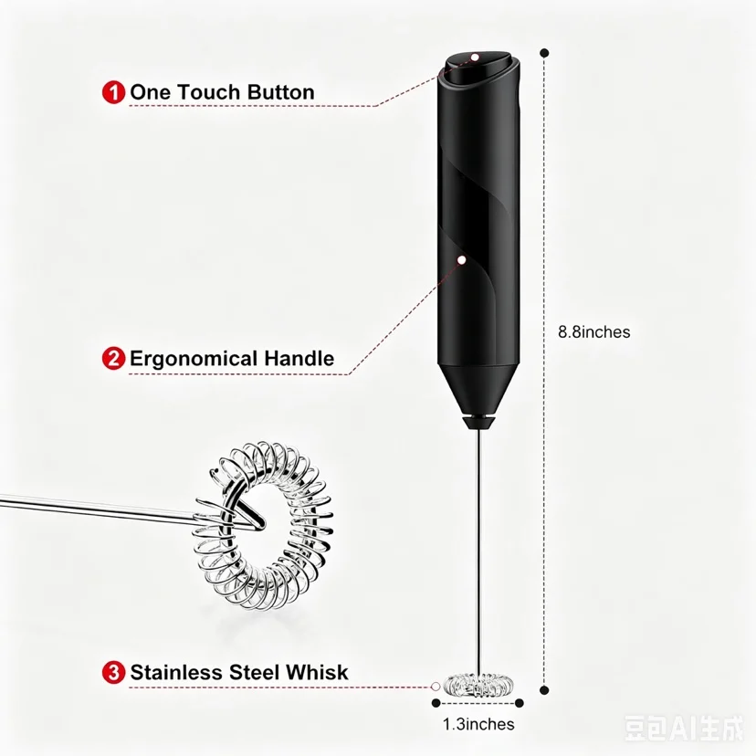 MINI Milk Frother USB Rechargeable 3 Speeds Foam Maker Coffee Whisk Mixer Electric Handle Blender Egg Beater 3