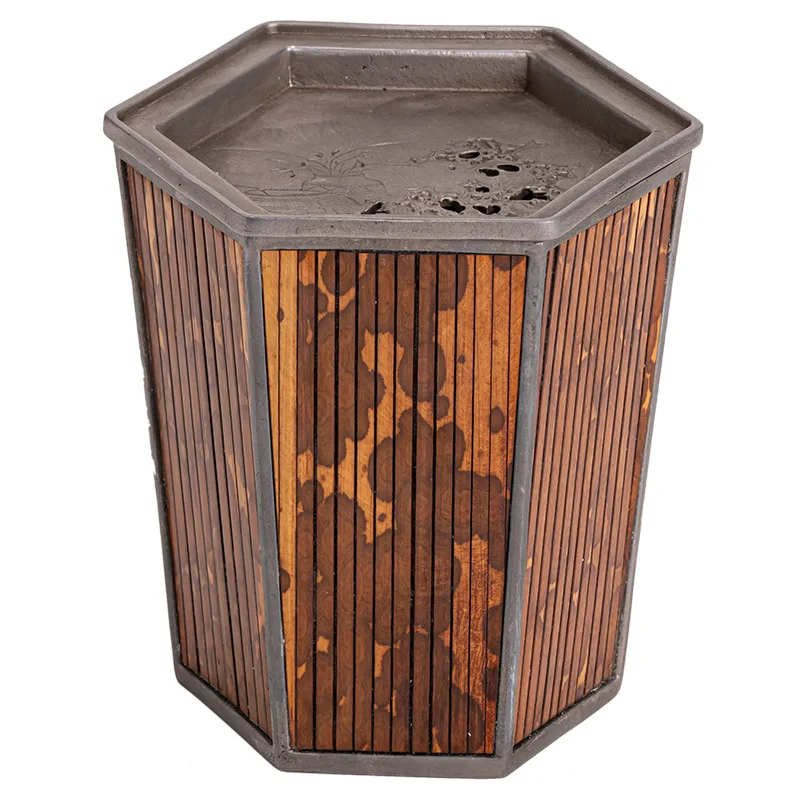 Bamboo Hexagonal Jianshui Retro Small Dry Soaking Kung Fu Tea Set Tea Residue Jar Water Bowl Water Washing Tea Ceremony