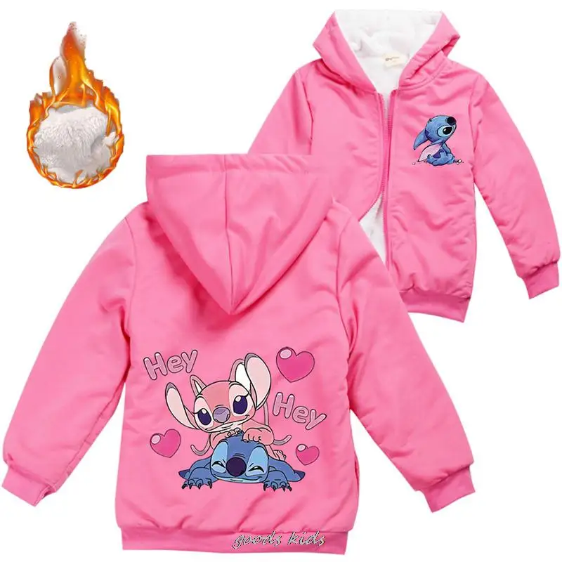 Lilo And Stitch Kids Jackets Boys Winter Thick Coats Warm Fur Outerwear For Youth Girls Hooded Jacket Children's Clothes 2-16Y - Image 6