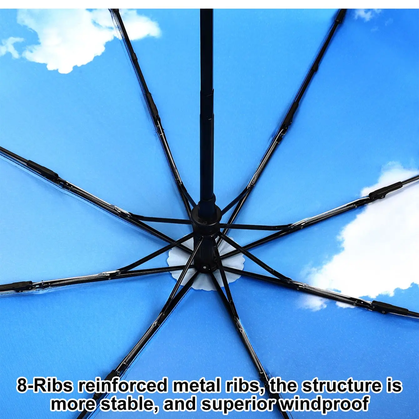8 Ribs Blue Sky White Clouds Pattern Folding Automatic Windproof Anti-UV Rainproof Umbrella Men Car Luxury Women Umbrella folding umbrella automatic umbrella wind resistant umbrella windproof umbrella