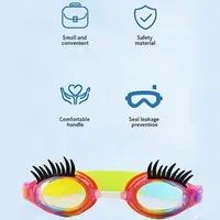 High Quality Silicone Children Eyelash Swimming Goggles Waterproof Anti-fog Swimming Goggles PC HD Eyelash Goggles 2