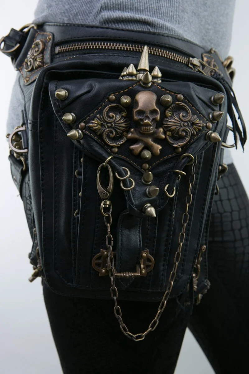 Women's Fanny Pack Steam Punk Waist Leg Hip Belt Messenger Shoulder Bag Mobile Phone Waist Bag Fanny Packs Pack for Women Gothic