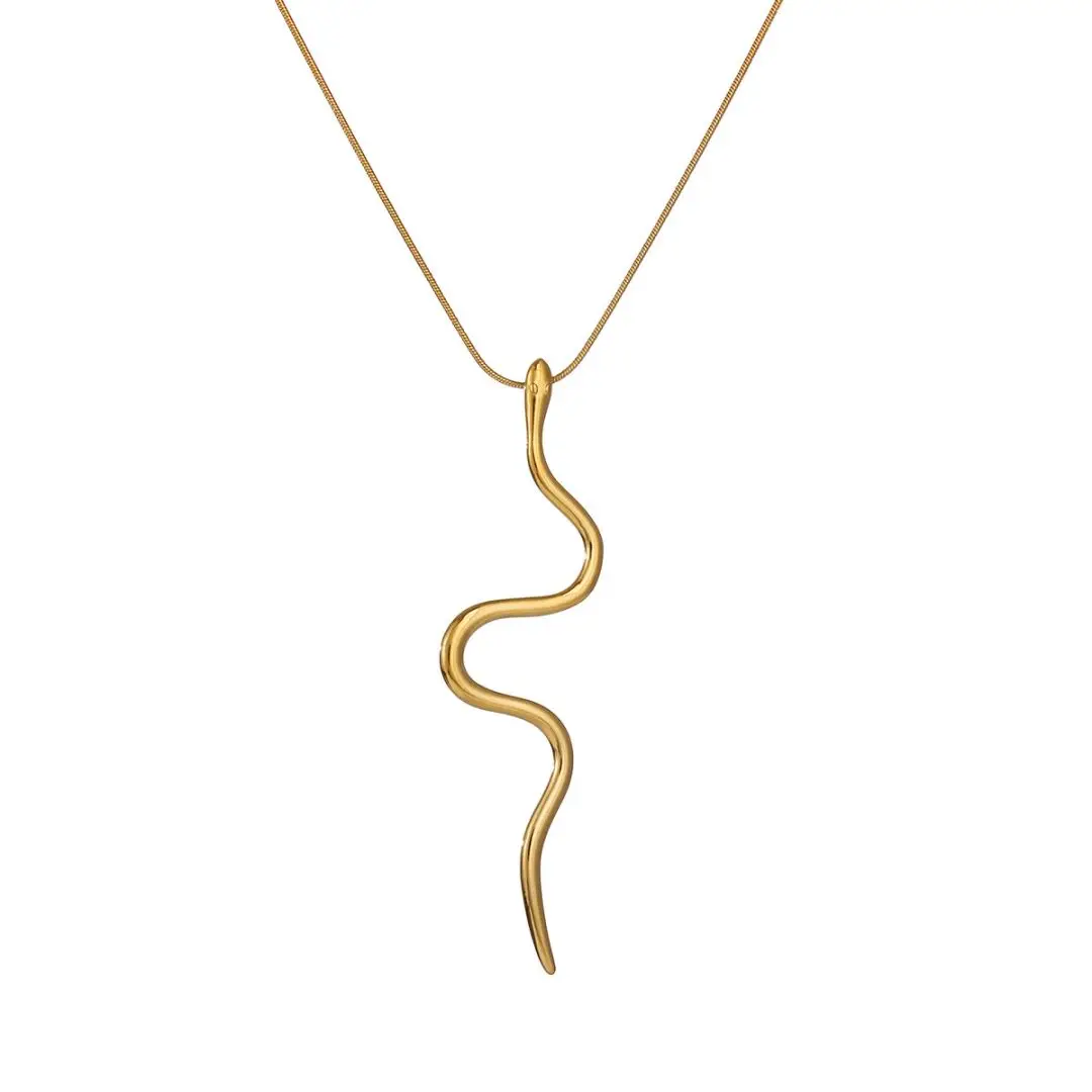 

Stainless Steel Snake Pendant Necklace for Women Gold Color Plated Simple Classic Jewelry