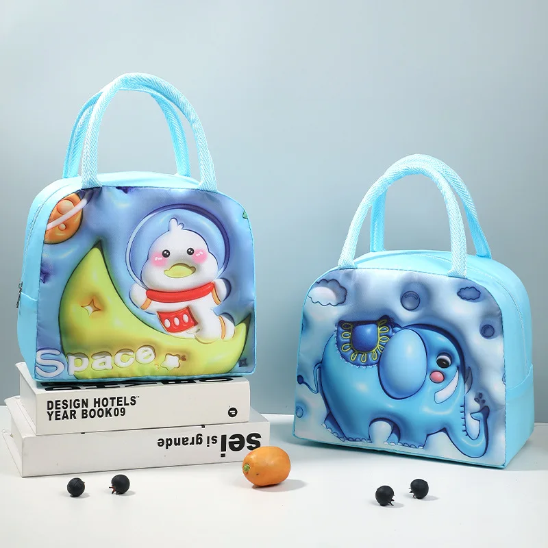 Adorable Insulated Cartoon Kids' Lunch Tote with Zipper